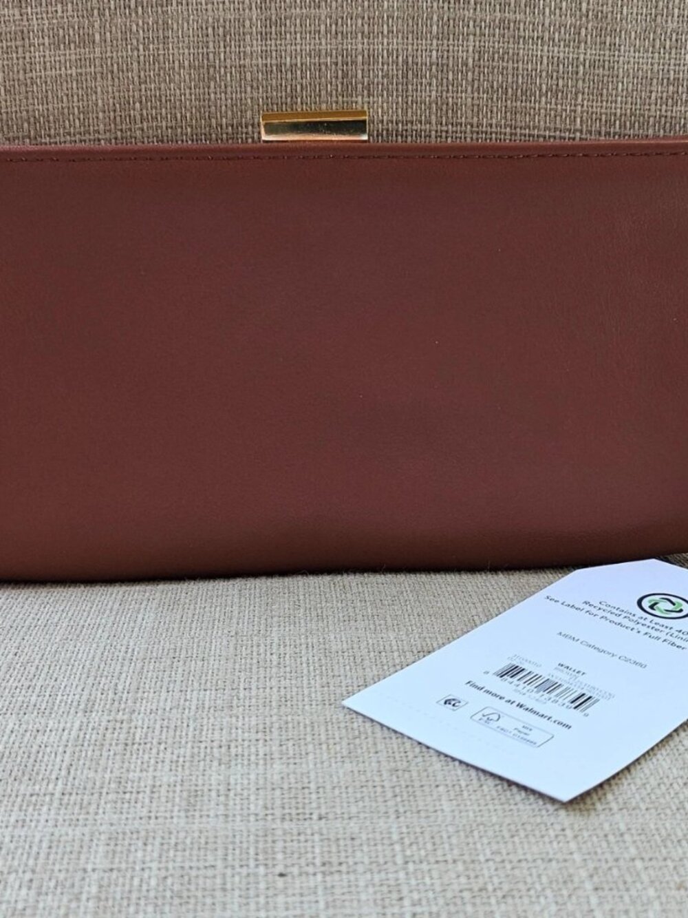 Time and Tru Brown Clutch Wallet Cardholder Faux Leather Kiss Lock Purse NWT